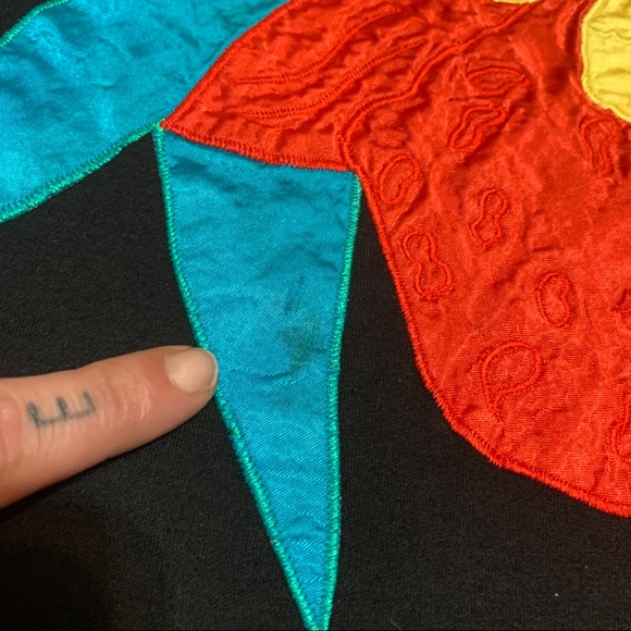 Vintage 80's Tropical Floral Large Print Embroidered Top - Picture 5 of 8